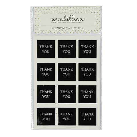 Sambellina Black Square Shape THANK YOU Adhesive Seals