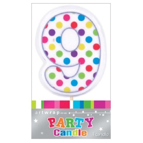 IG Design Party Candle Number - Polka Dots 9