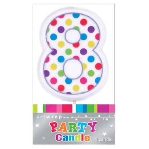 IG Design Party Candle Number - Polka Dots 8
