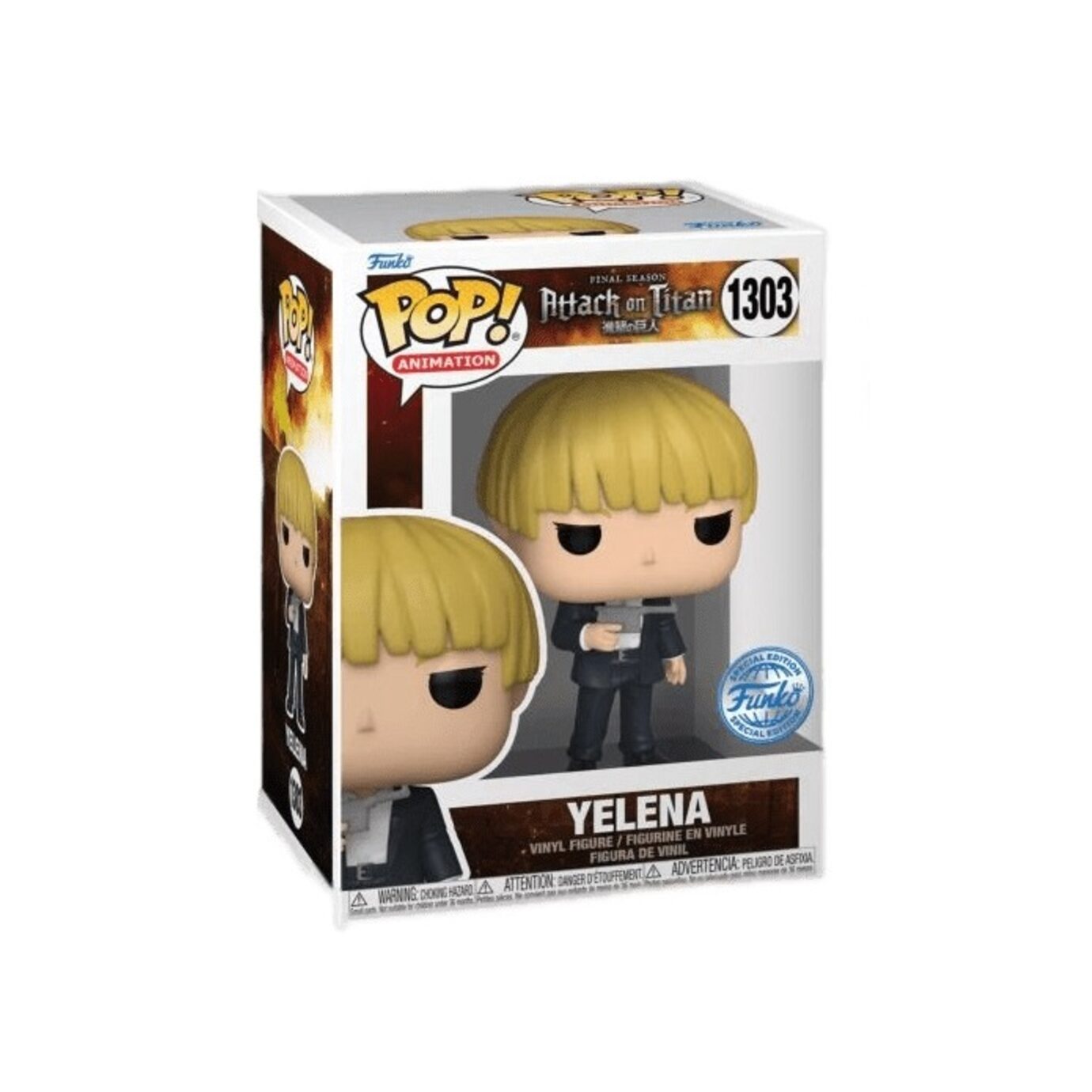Mô Hình Chính Hãng Funko Pop: Attack On Titan - Yelena #1303, Tem Funko Exclusive T%e1%ba%b7ng Protector  I.194849464