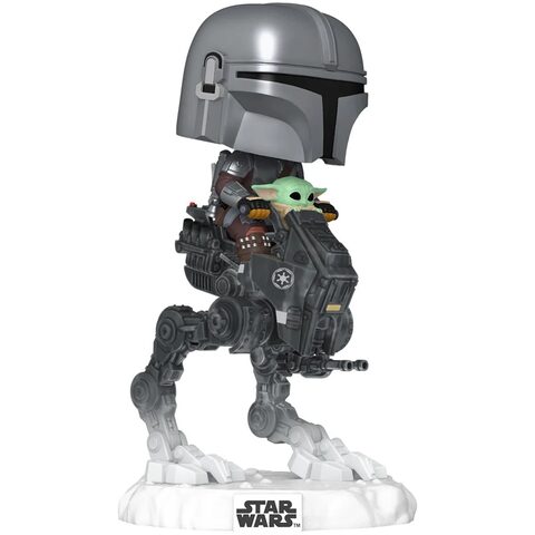 Pre-Order Funko POP Star Wars The Mandalorian and Grogu Mandalorian with Grogu in Imperial Remnant AT-RT Deluxe Pop Ride 837